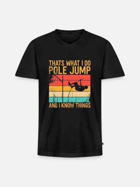 Stabhochsprung - Männer Premium Bio T-Shirt mit V-Ausschnitt - Schwarz