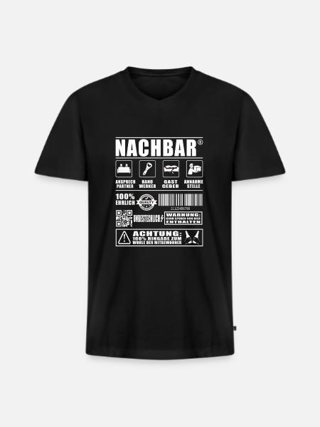 Nachbar Lieblingsnachbar - Männer Premium Bio T-Shirt mit V-Ausschnitt - Schwarz