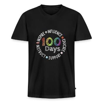 Lustige Auster - Männer Premium Bio T-Shirt mit V-Ausschnitt - Schwarz - Vorne - Nico (187cm)