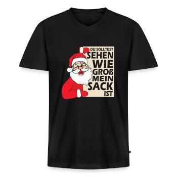 Weihnachtsshirt herren lustig - Männer Premium Bio T-Shirt mit V-Ausschnitt - Schwarz - Vorne - Nico (187cm)