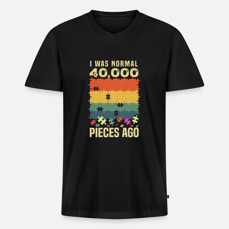 Puzzle - Männer Premium Bio T-Shirt mit V-Ausschnitt - Schwarz
