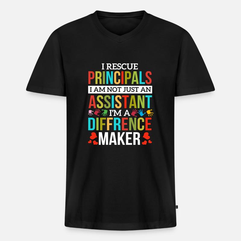 Assistant Principal - Männer Premium Bio T-Shirt mit V-Ausschnitt - Schwarz