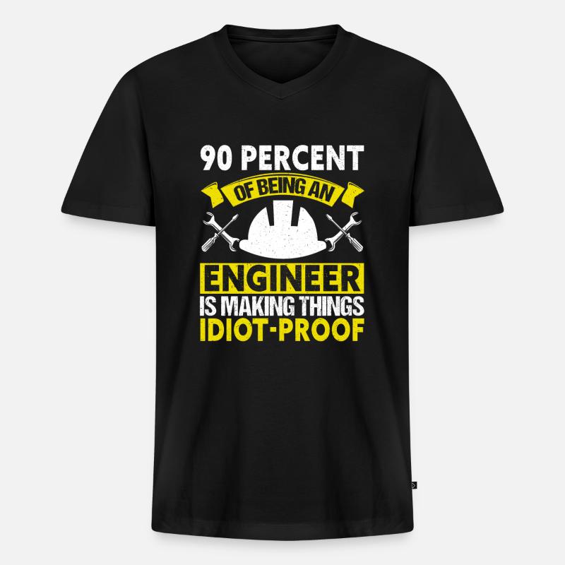Engineering Engineer - Männer Premium Bio T-Shirt mit V-Ausschnitt - Schwarz