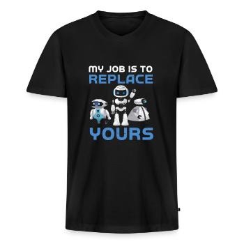 Robotic engineer robo week - Men's Premium Organic T-shirt with V-neck - black - Front - Nico (187cm)