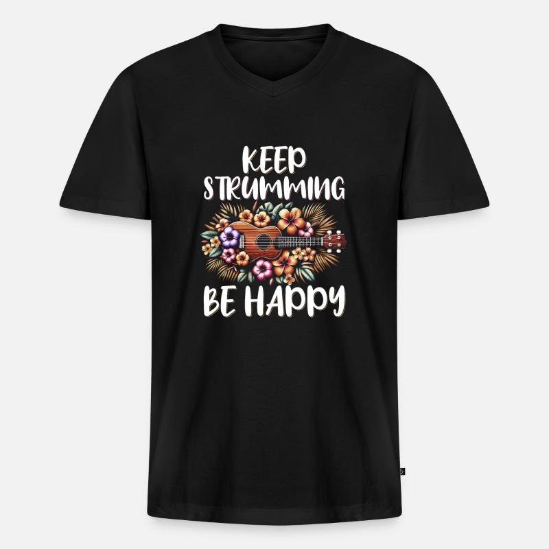 Ukulele Uke Lover - Männer Premium Bio T-Shirt mit V-Ausschnitt - Schwarz