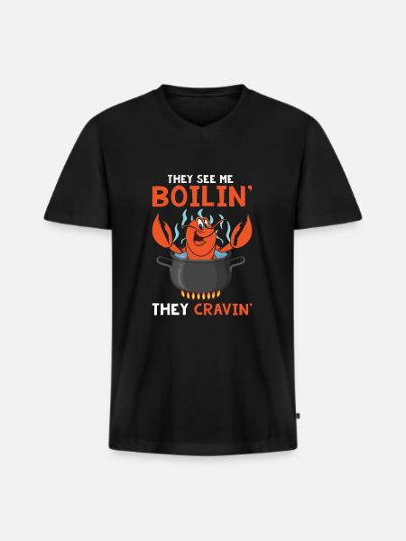 Crawfish Hot Tub - Männer Premium Bio T-Shirt mit V-Ausschnitt - Schwarz