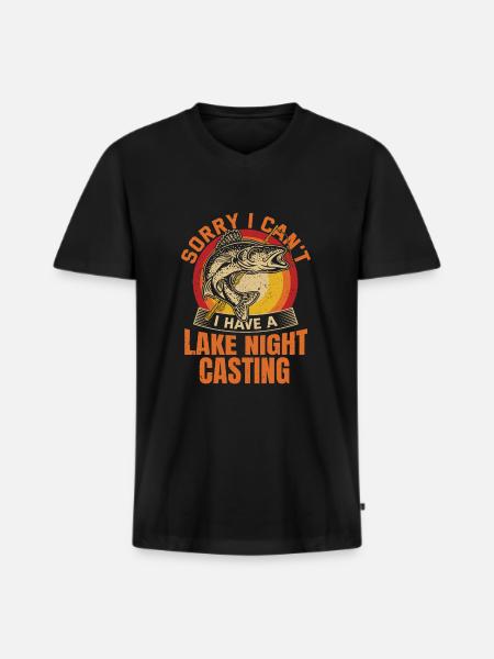 Walleye Fishing - Männer Premium Bio T-Shirt mit V-Ausschnitt - Schwarz