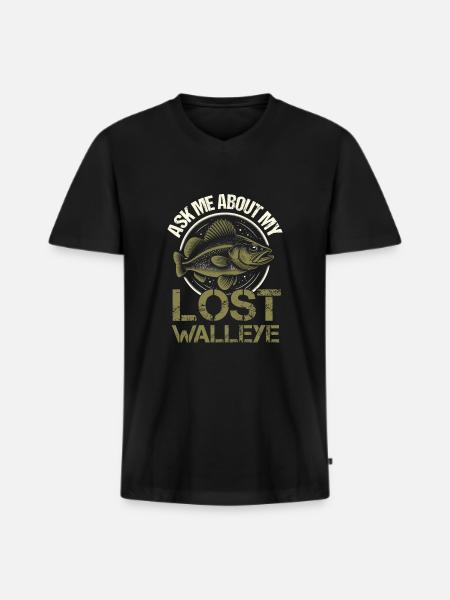 Walleye Fishing - Men's Premium Organic T-shirt with V-neck - black