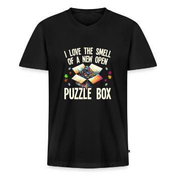 Jigsaw Puzzle - Männer Premium Bio T-Shirt mit V-Ausschnitt - Schwarz - Vorne - Nico (187cm)