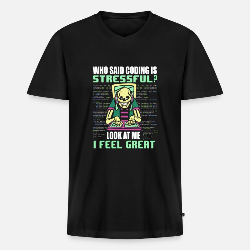 Computer Programmer Computer Programming - Männer Premium Bio T-Shirt mit V-Ausschnitt - Schwarz