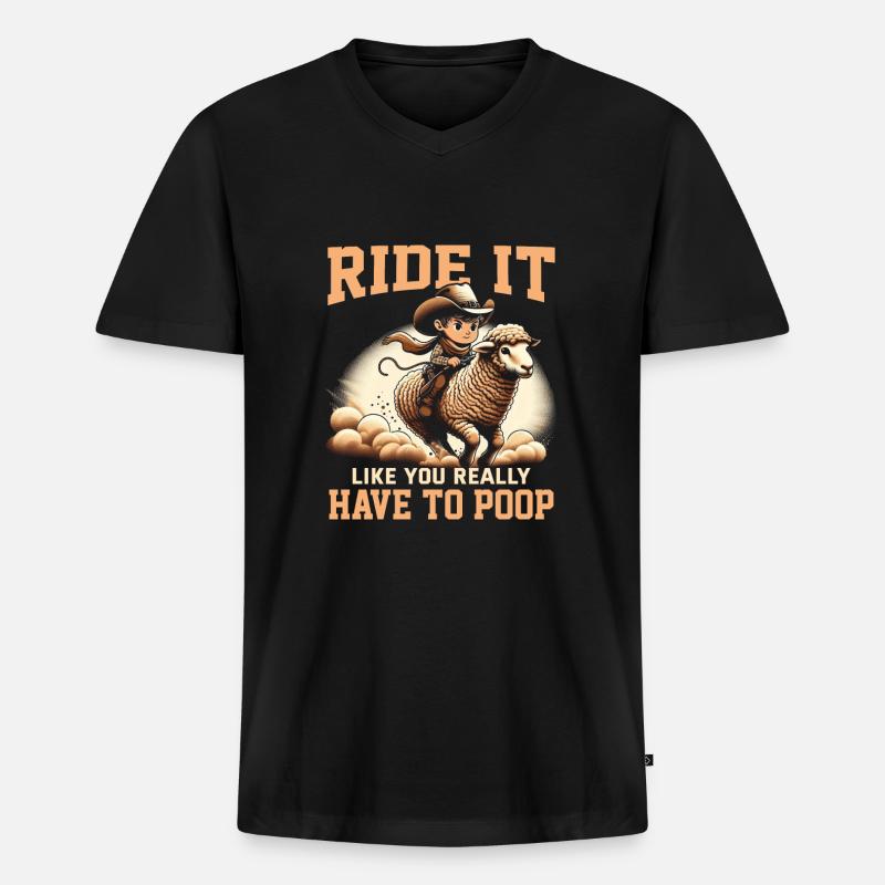 Mutton Buster - Männer Premium Bio T-Shirt mit V-Ausschnitt - Schwarz