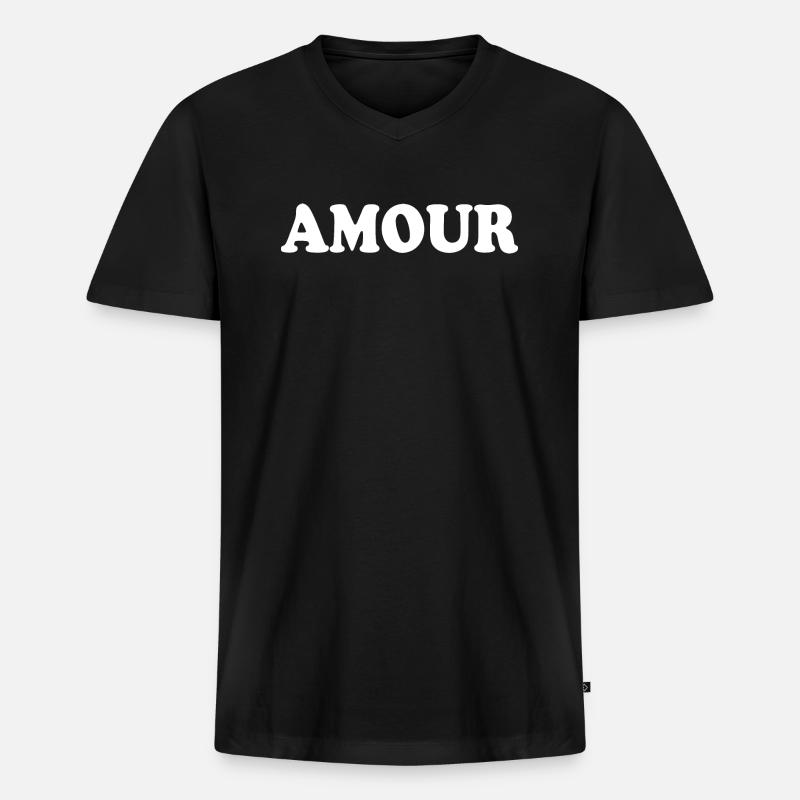Amour - Männer Premium Bio T-Shirt mit V-Ausschnitt - Schwarz