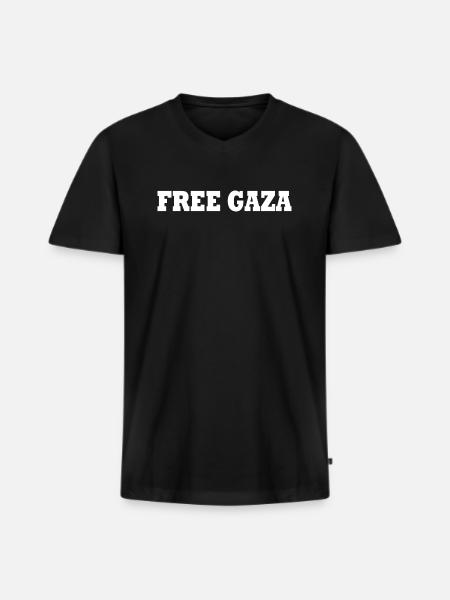 Free gaza - Men's Premium Organic T-shirt with V-neck - black