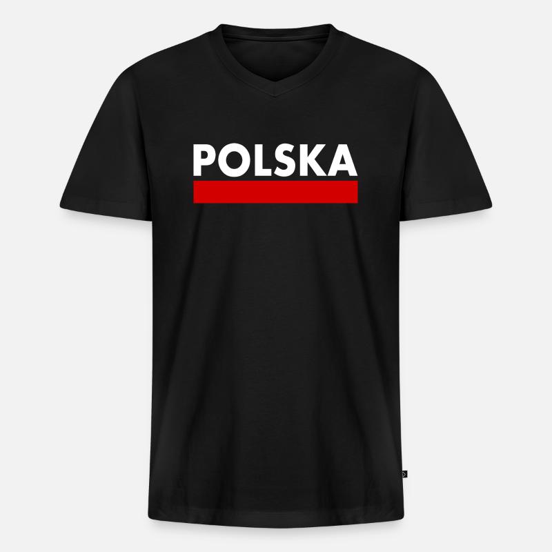 Polen - Männer Premium Bio T-Shirt mit V-Ausschnitt - Schwarz