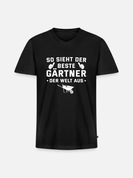 Hobbygärtner Bester Gärtner der Welt - Männer Premium Bio T-Shirt mit V-Ausschnitt - Schwarz