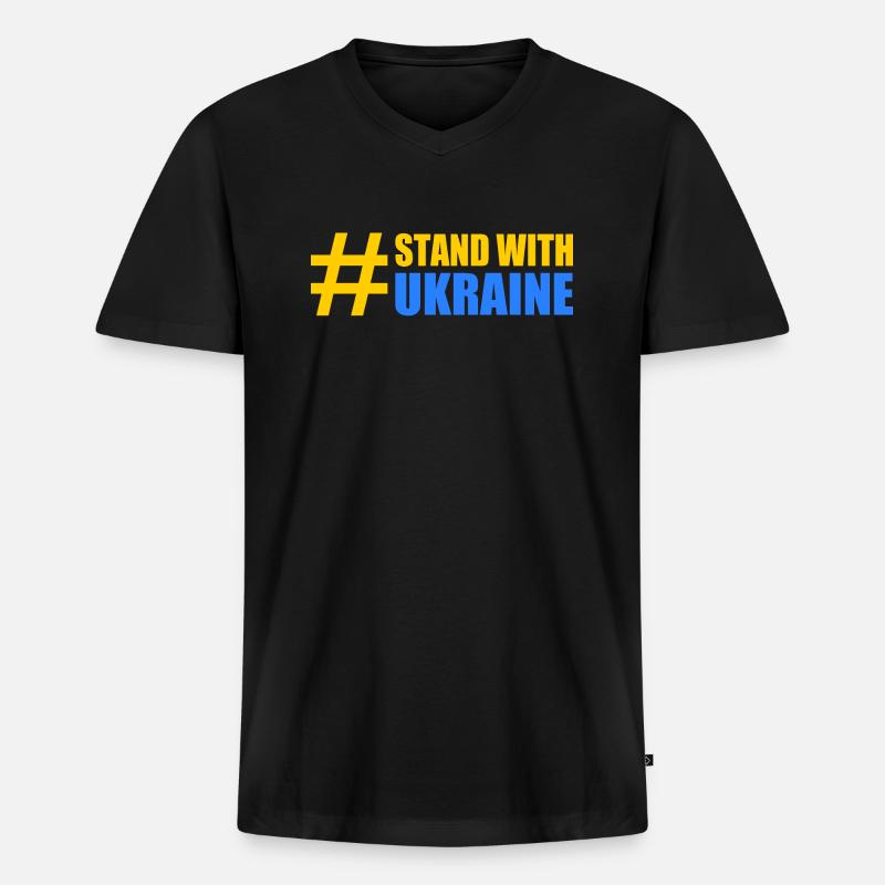 stand with ukraine - Männer Premium Bio T-Shirt mit V-Ausschnitt - Schwarz