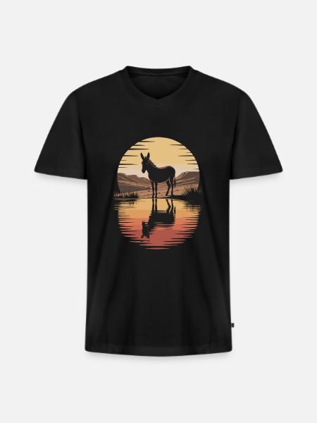 Esel Natur Tier - Männer Premium Bio T-Shirt mit V-Ausschnitt - Schwarz