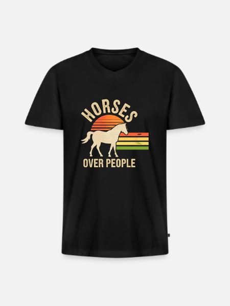 Lustiger Reiterspruch Reiter Pferd - Männer Premium Bio T-Shirt mit V-Ausschnitt - Schwarz