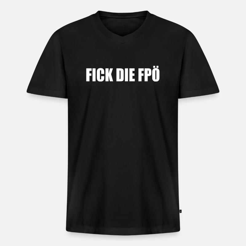 Nein zu fpö - Männer Premium Bio T-Shirt mit V-Ausschnitt - Schwarz