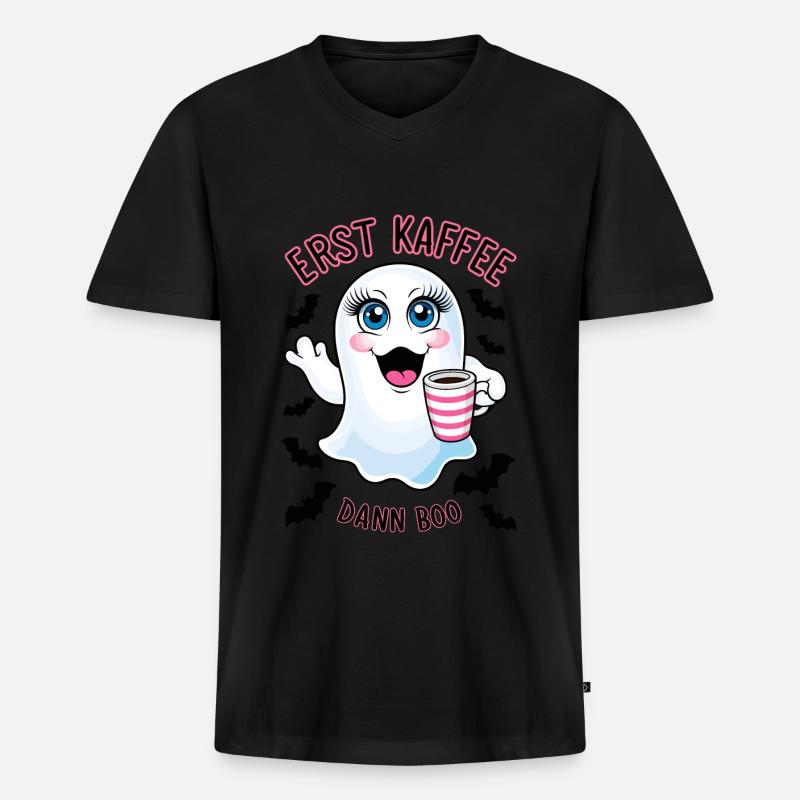 Süßer Geist mit Kaffee - Männer Premium Bio T-Shirt mit V-Ausschnitt - Schwarz