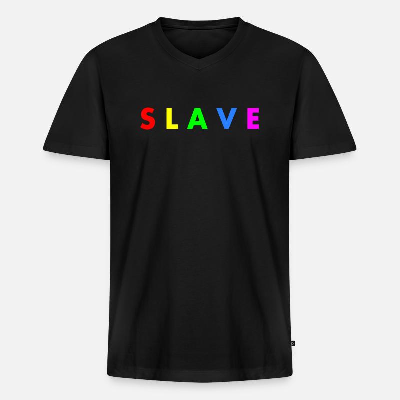 Slave - Männer Premium Bio T-Shirt mit V-Ausschnitt - Schwarz
