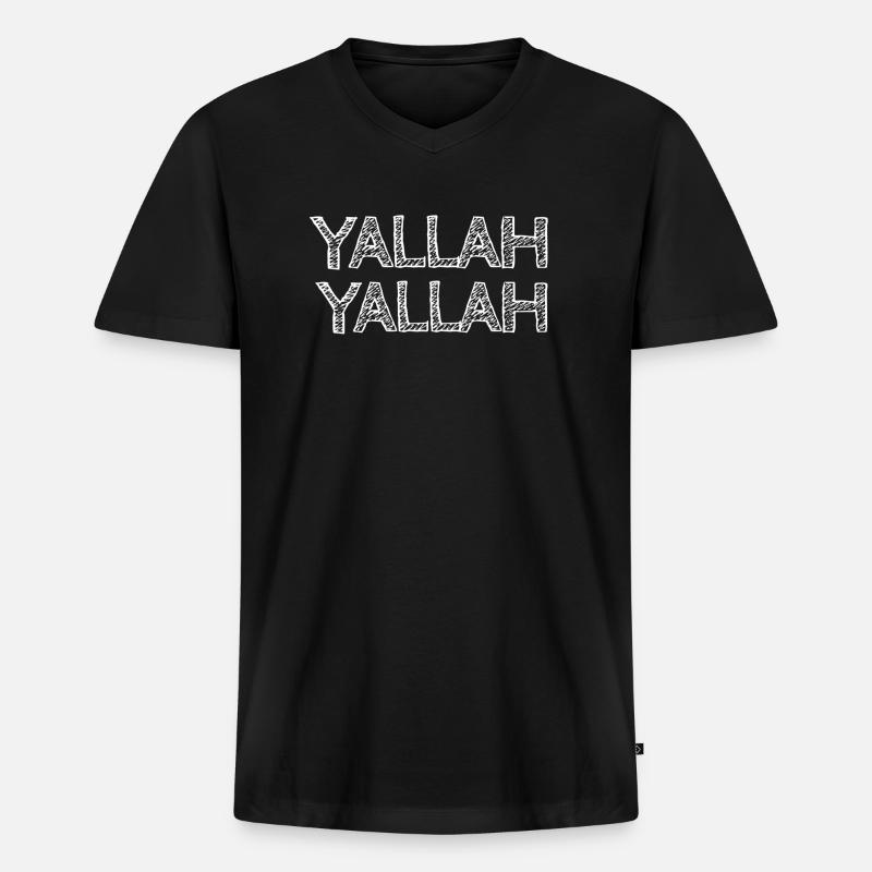 Yallah - Männer Premium Bio T-Shirt mit V-Ausschnitt - Schwarz