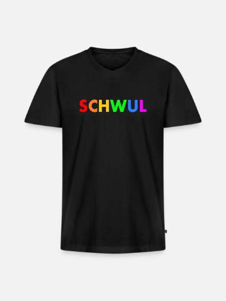 Schwul - Männer Premium Bio T-Shirt mit V-Ausschnitt - Schwarz