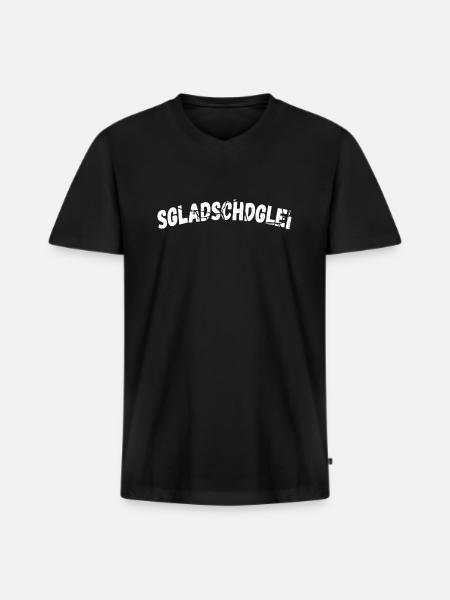 Sgladschdglei Sächsisch - Männer Premium Bio T-Shirt mit V-Ausschnitt - Schwarz