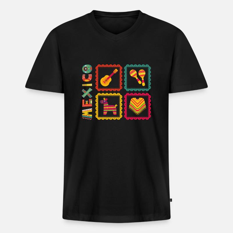 mexico - Männer Premium Bio T-Shirt mit V-Ausschnitt - Schwarz