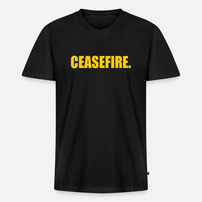 Ceasefire now - Männer Premium Bio T-Shirt mit V-Ausschnitt - Schwarz