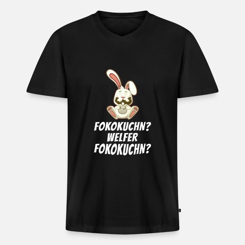 Fokokuchen - Schokokuchen,Hase,Lustig,Geschenk - Männer Premium Bio T-Shirt mit V-Ausschnitt - Schwarz