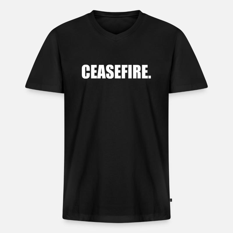 Ceasefire - Männer Premium Bio T-Shirt mit V-Ausschnitt - Schwarz