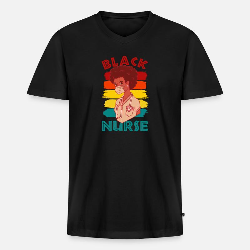 Schwarze Krankenschwester - Männer Premium Bio T-Shirt mit V-Ausschnitt - Schwarz