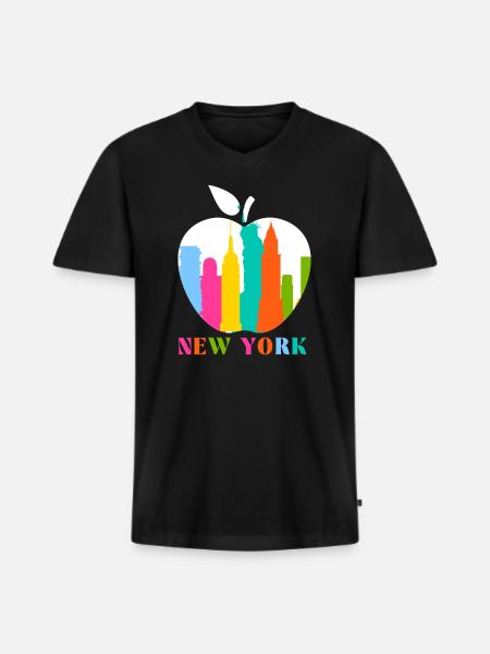 New York - Men's Premium Organic T-shirt with V-neck - black