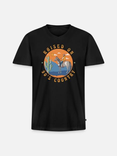 Raised On 90`s Country Music - Men's Premium Organic T-shirt with V-neck - black