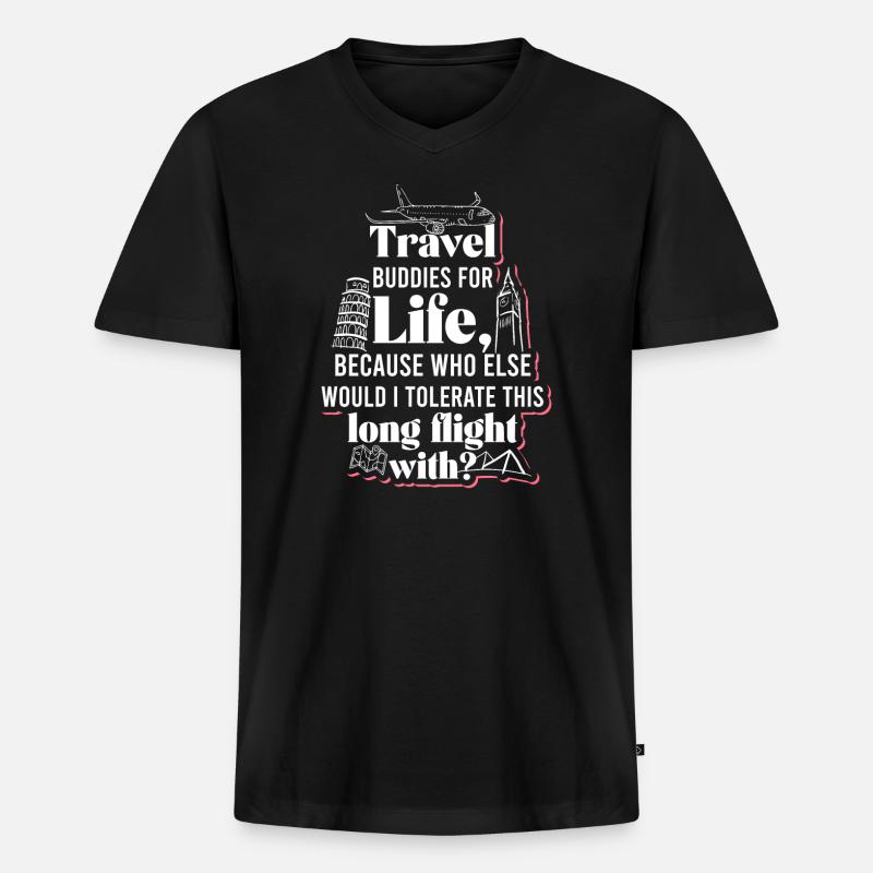 Reisefreunde - Männer Premium Bio T-Shirt mit V-Ausschnitt - Schwarz