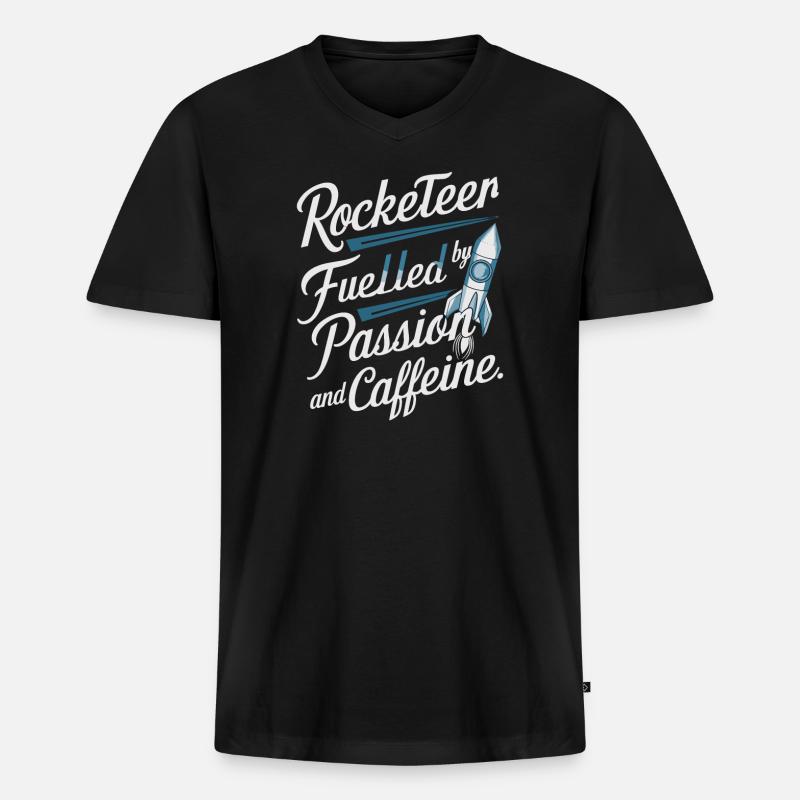 Modell-Rakete - Männer Premium Bio T-Shirt mit V-Ausschnitt - Schwarz