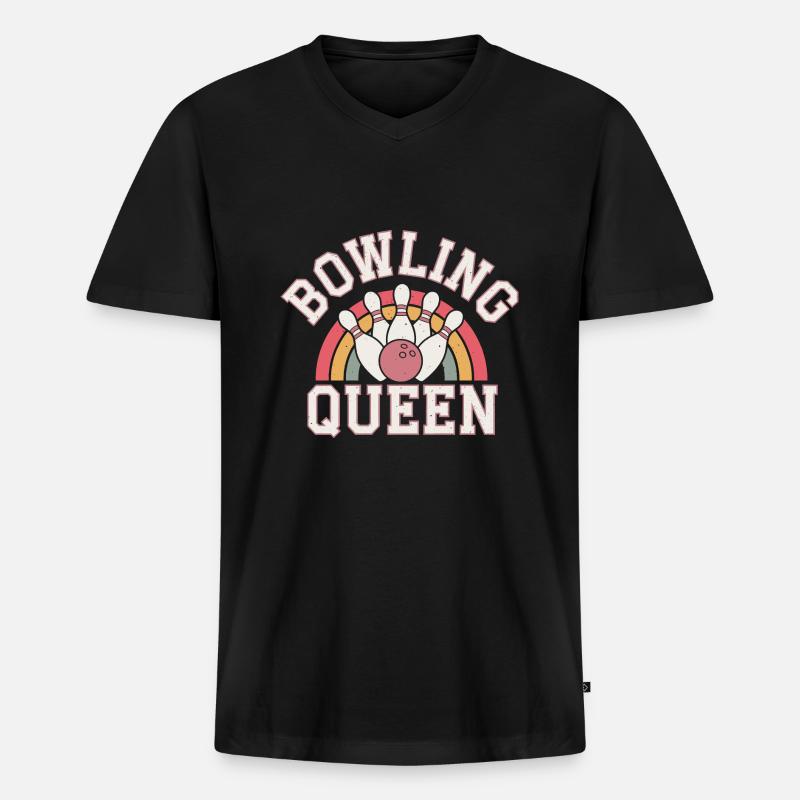Bowling Queen Bowler - Männer Premium Bio T-Shirt mit V-Ausschnitt - Schwarz