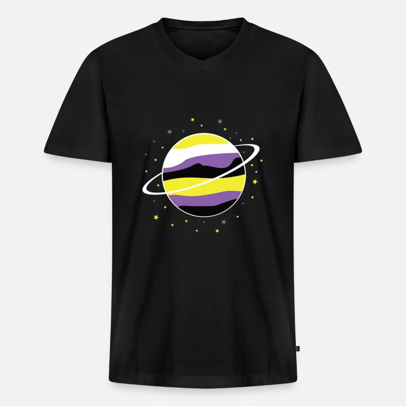 Nonbinary Planet Nonbinary Pride - Men's Premium Organic T-shirt with V-neck - black