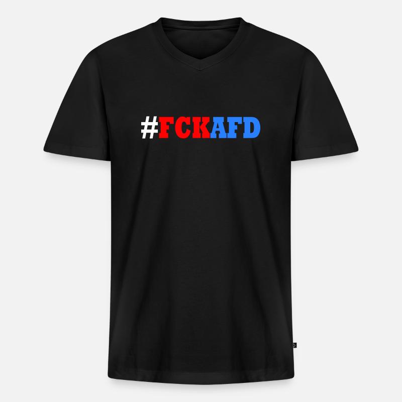 Fck afd - Männer Premium Bio T-Shirt mit V-Ausschnitt - Schwarz