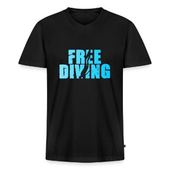 Apnée apnée Plongée libre Plongée - T-shirt encolure en V Premium bio Homme - noir - Devant - Nico (187cm)