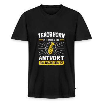 Tenorhorn Tenorhornist Blaskapelle Orchester - Männer Premium Bio T-Shirt mit V-Ausschnitt - Schwarz - Vorne - Nico (187cm)