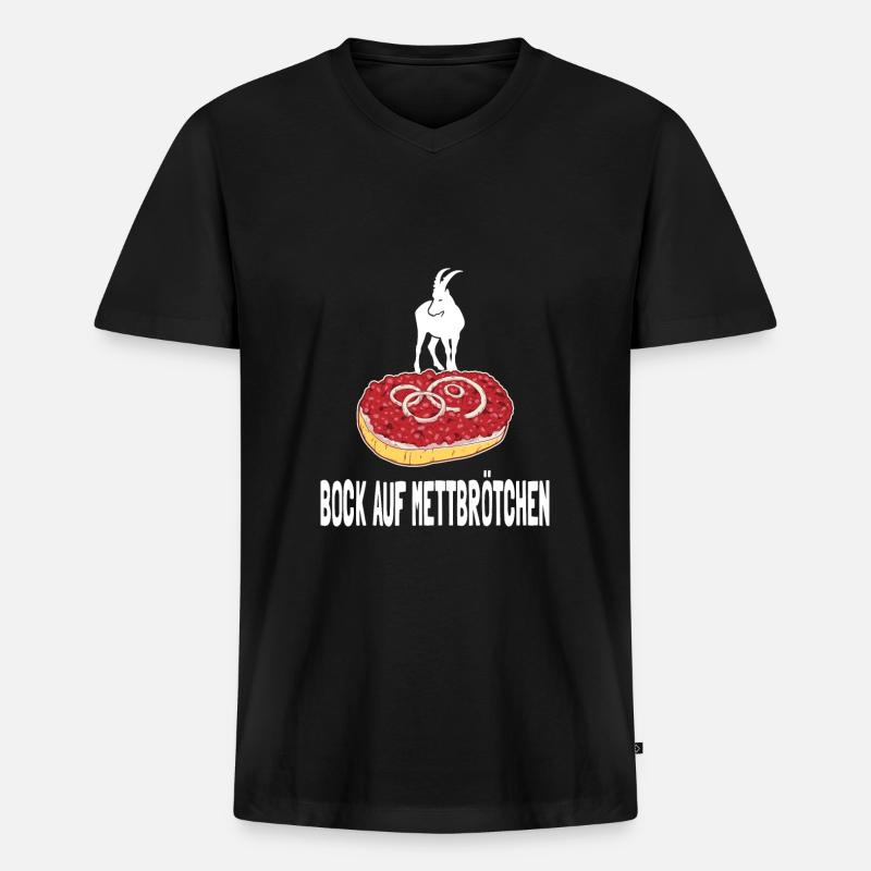 Mettbrötchen Mett Mettigel - Männer Premium Bio T-Shirt mit V-Ausschnitt - Schwarz