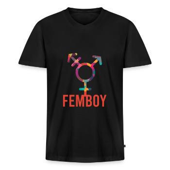 Femboy Feminine Boy Crossdressing - Männer Premium Bio T-Shirt mit V-Ausschnitt - Schwarz - Vorne - Nico (187cm)
