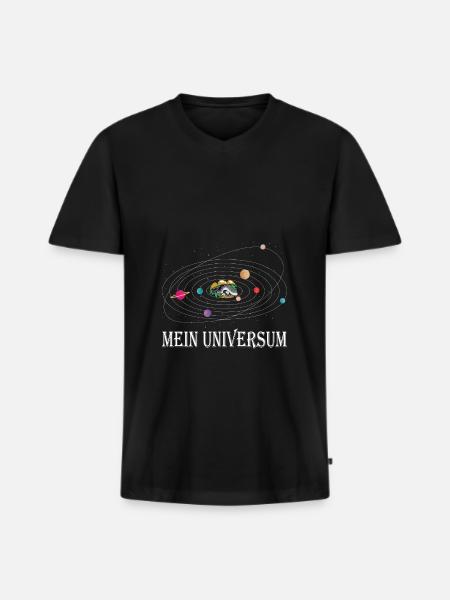 Fischbrötchen mit Pommes - Männer Premium Bio T-Shirt mit V-Ausschnitt - Schwarz