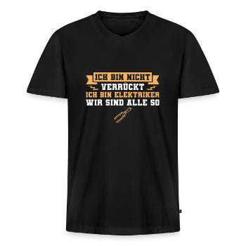 Elektroniker Spruch Elektriker - Männer Premium Bio T-Shirt mit V-Ausschnitt - Schwarz - Vorne - Nico (187cm)