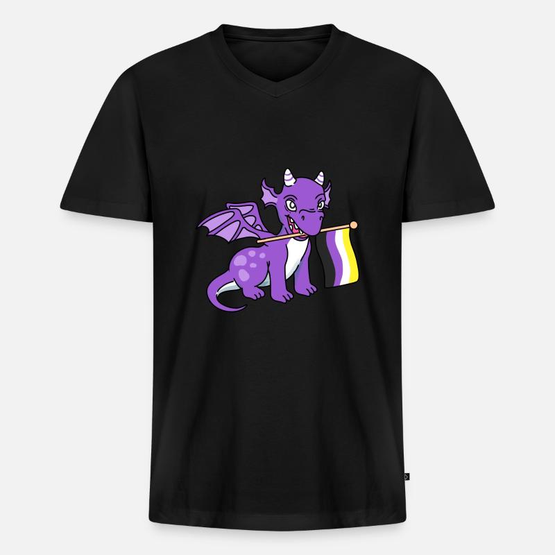 Nonbinary Pride Drache Nonbinary Pride - Männer Premium Bio T-Shirt mit V-Ausschnitt - Schwarz