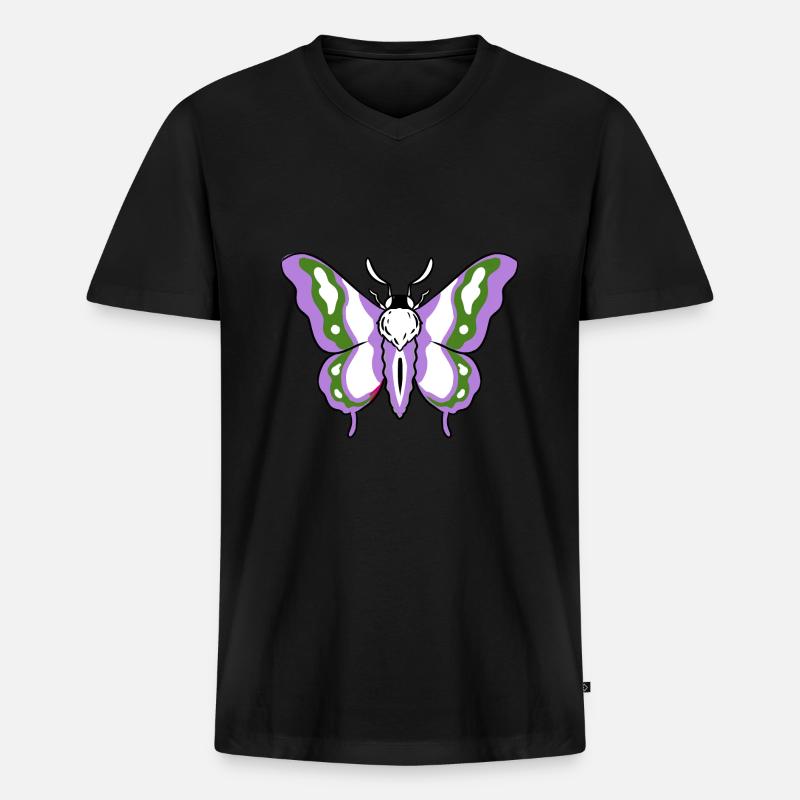Genderqueer Pride Motte - Männer Premium Bio T-Shirt mit V-Ausschnitt - Schwarz