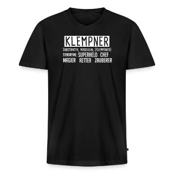 Klempner - Männer Premium Bio T-Shirt mit V-Ausschnitt - Schwarz - Vorne - Nico (187cm)