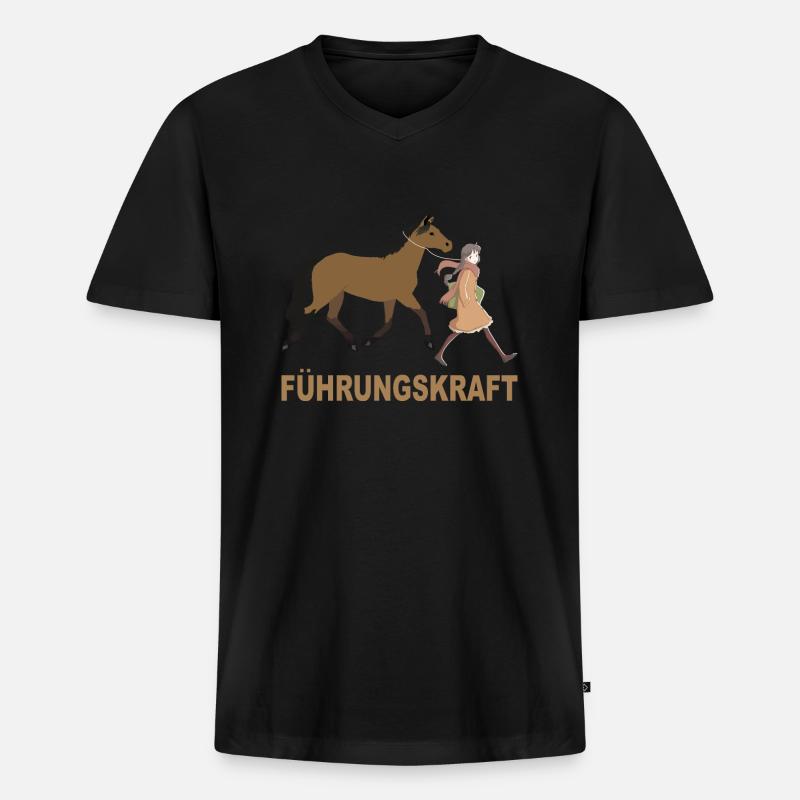Führungskraft Pferde Mädchen - Männer Premium Bio T-Shirt mit V-Ausschnitt - Schwarz